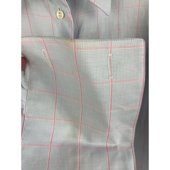 Thomas Pink Superfine Two-Fold Cotton Shirt US12 EUR42 Light Blue Pink Checkered - Picture 6 of 7